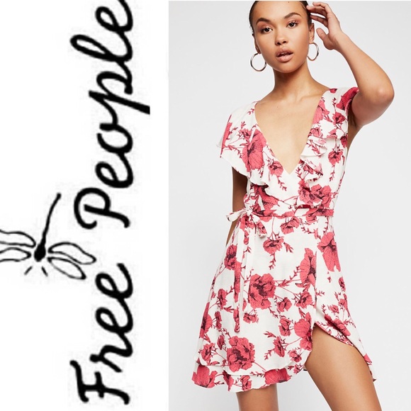 Free People Dresses & Skirts - 🆕 Free People Ivory Floral Print Wrap Dress